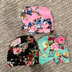 & Other Stories Kids Floral Headwrap Set - Pink, Black, Green